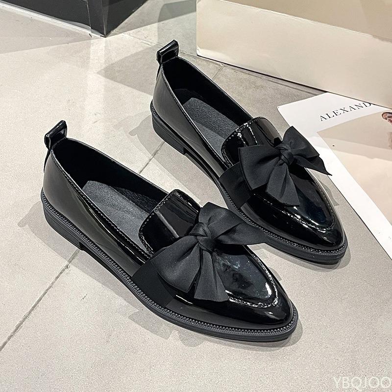 Fashion 2024 Spring New Comfortable Formal Shoes Fashion Daily Casual Flat Shoes Pointed Bow Square Heel Women's Single Shoes