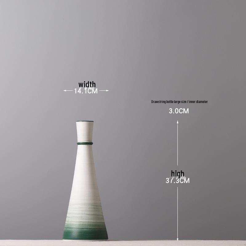 Moderní minimalistická zelená gradientní keramická váza - Stolní ozdoba s úzkým hrdlem pro vitrínu