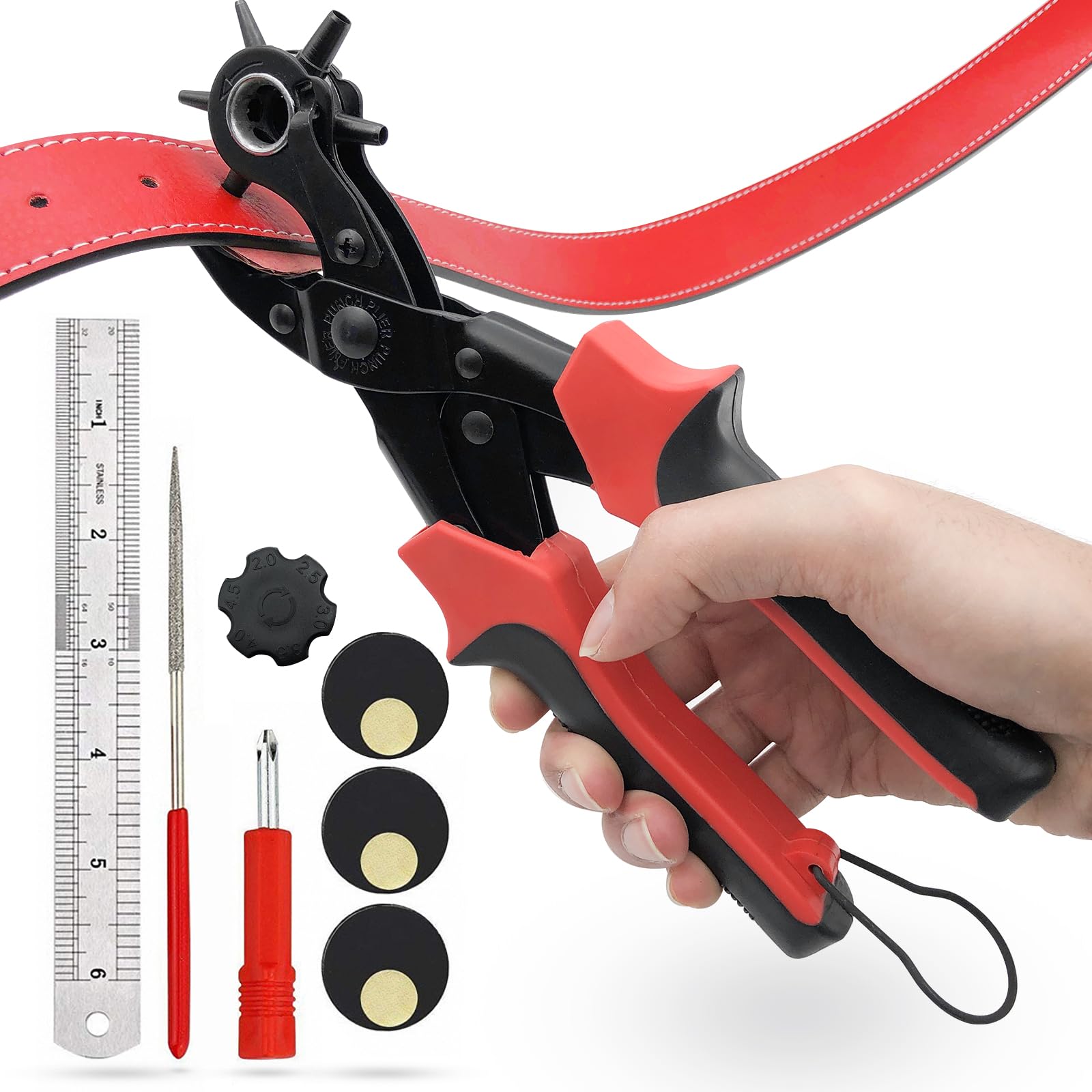 

Zthluyc Belt Hole Hole Punch Diameter Rotary Suitable for DIY Belt Watch Bag and More Punch, Punch, 2.0-4.5mm (6 Levels), Levers, Holes, Leather, чёрный