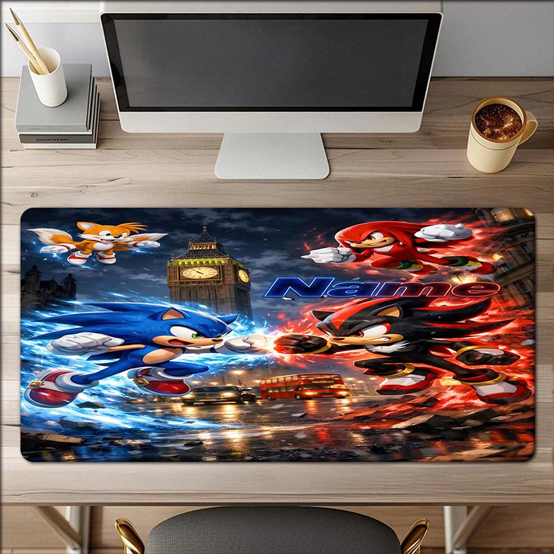 Custom Name Sonic Theme Mouse Pad Non Slip Rubber Base Multifunctional Office Home Decor Perfect For Workspace Personalization