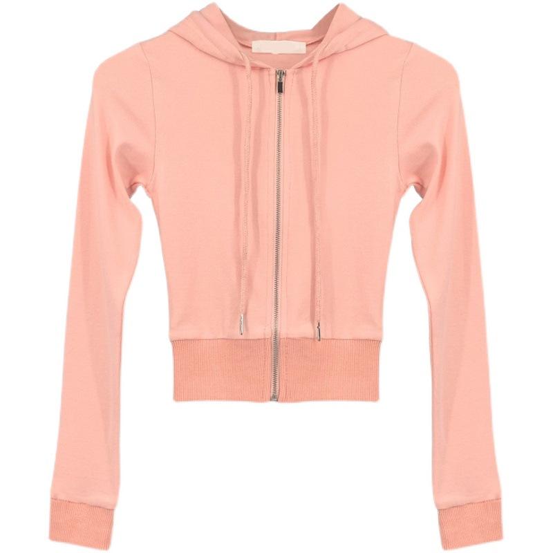 2025 Nové Přiléhavé Mikiny Ukazují Hrudník Zvýrazňují Sexy Zip Krátký Kardigan Sportovní Fitness Mikiny s Kapucí Dámské Kabáty