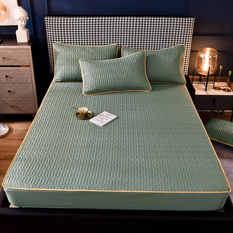 

Cross-Border Quilted Fitted Sheet Set: Thick Memory Foam Protector, Dust & Moisture Resistant, Full Wrap Bedspread 90x200cm, Fitted Sheet