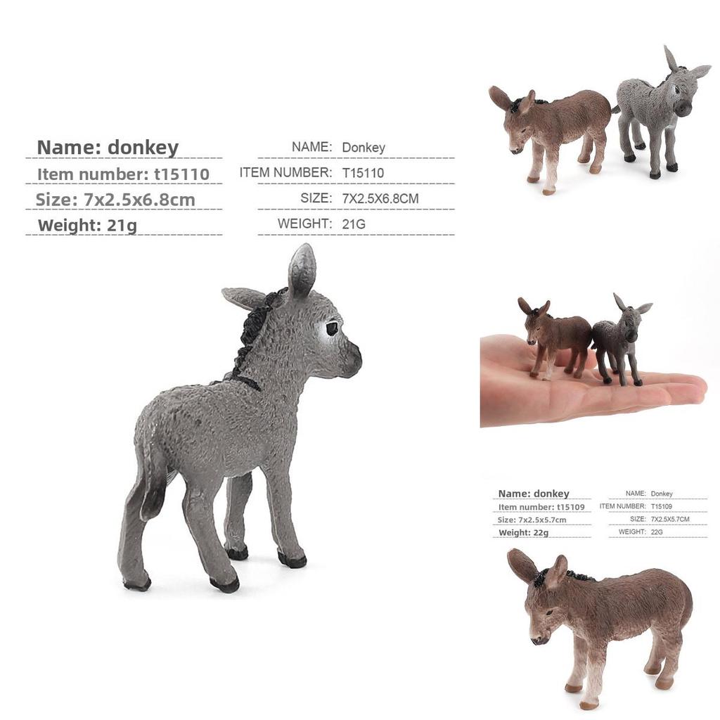 Realistic Animal Model For Children Pvc Mini Donkey Figurine Learning Toy