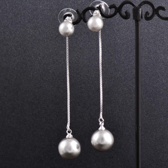 

Винтажные великолепные серые двойные искусственные жемчужины длинные цепочные серьги-подвески женские элегантные свадебные украшения Zd1 Xs2