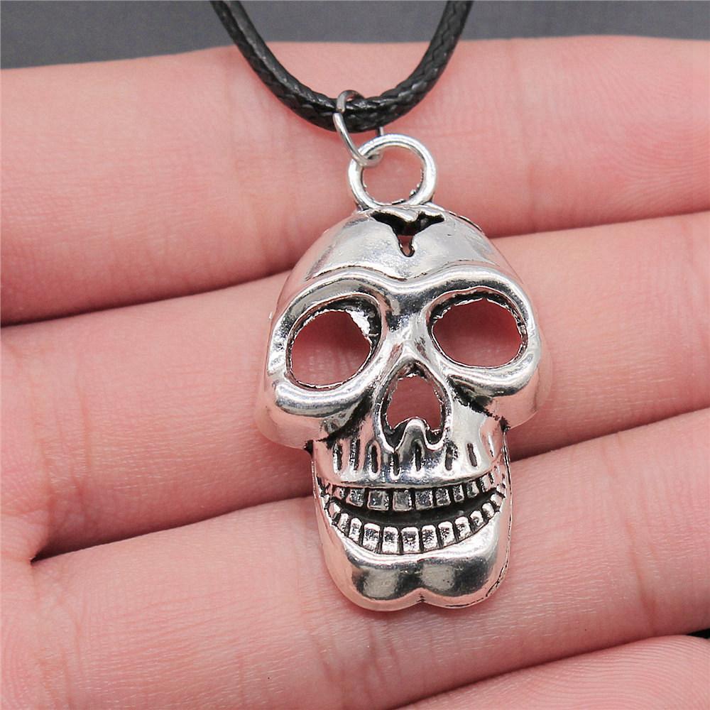 45cm Necklace Leather Chain Big Skull Halloween Kids' Jewelry Materials QN064