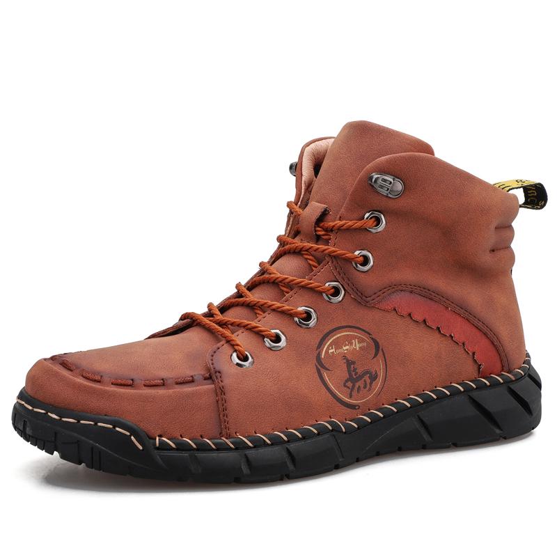 New Handmade High-top Casual Shoes Outdoor Non-slip Hiking Men Shoes Ankle Boots Casual Outdoor Flats Walking Shoes Size 50