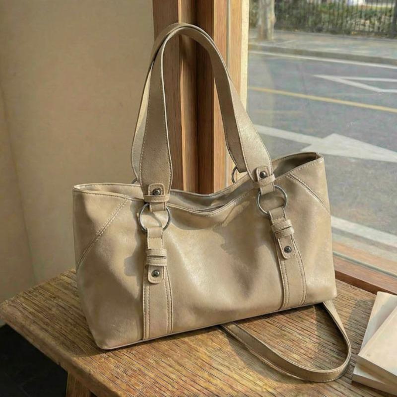 Fashion Womens Soft Leather Tote Bag Large Capacity Commuter Shoulder Bag with Adjustable Strap for Work School Shopping Work Travel Daily Use