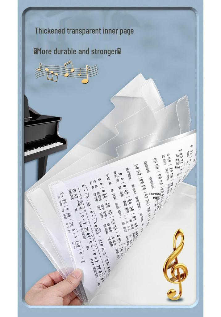 Detachable Mushroom Button Music Score Binder - Anti-Reverse, Three-Sided Sealed Document Folder