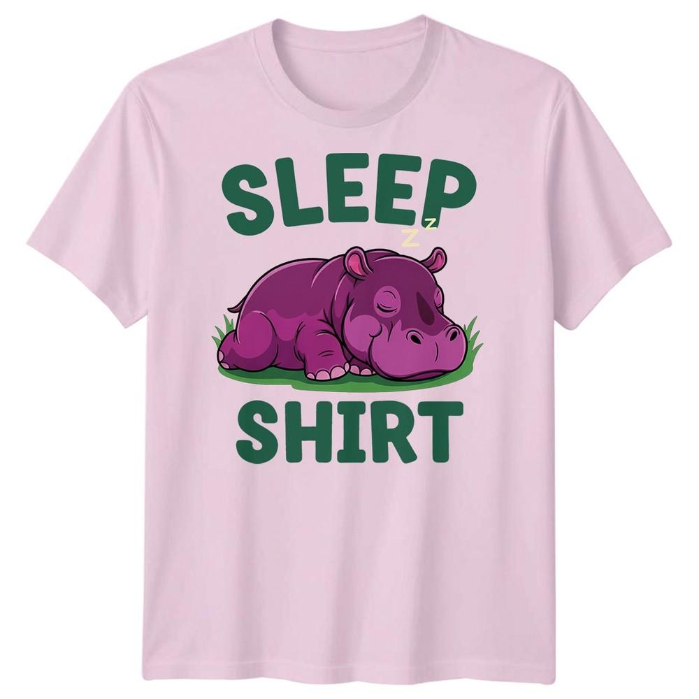 Sleep Shirt Hippo Unisexs T Shirt Cartoon Animal