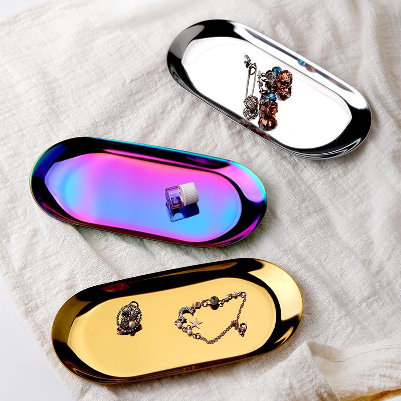 Modern Simple Metal Stainless Steel Storage Tray Jewelry Display Tray Shooting Props Trinkets Display Box Multi-functional