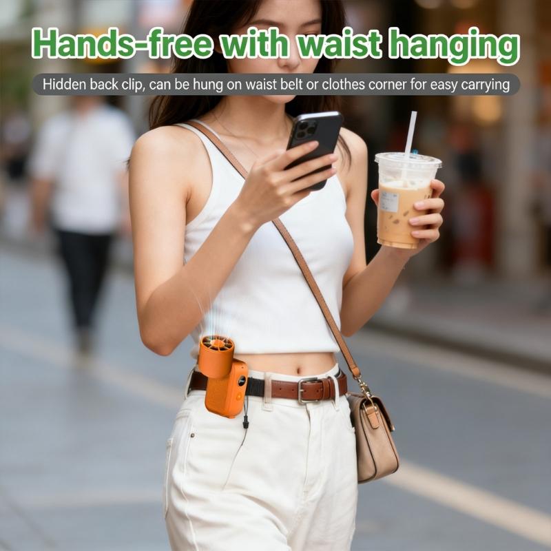 Portable Handheld Fan 5 Speed Mini Cooling Desk Fan Quiet Handheld Fan with Digital Display USB Rechargeable Table Fan
