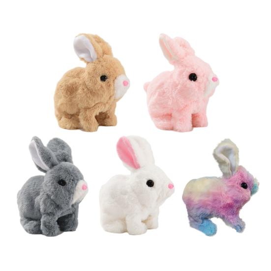 Electric Plush Rabbit Toy Jumping Moving Ears Nose Bunny Plushie Toddlers Interactive Simulation Stuffed Animal Toy with Sound