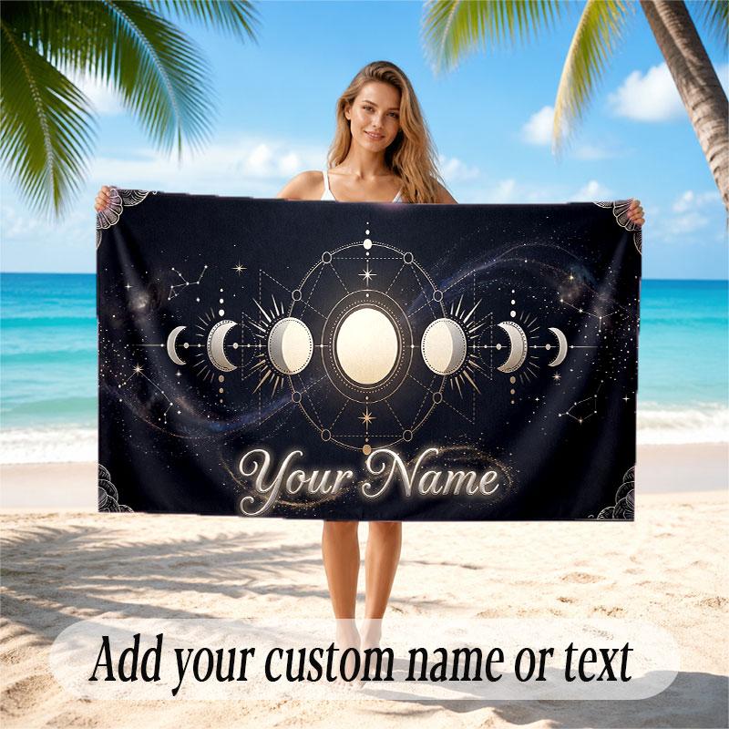 Space Cosmic Theme Soft Beach Towel Personalized Custom Name Text Towel Portable for Beach Pool Travel