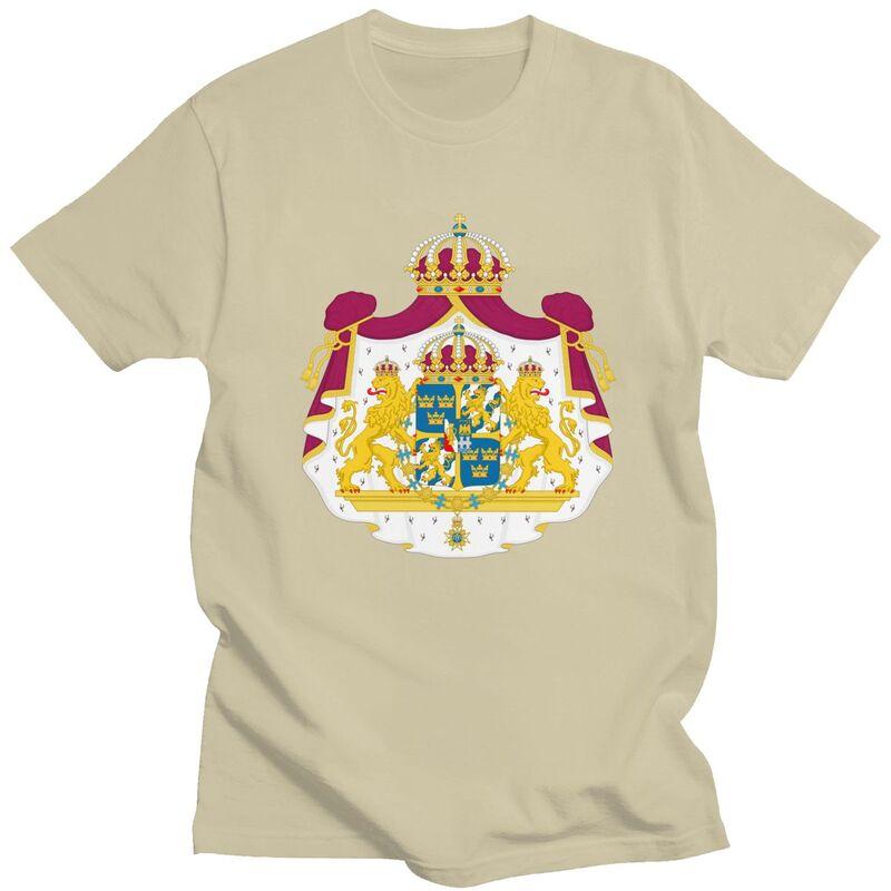 Custom Coat Of Arms Of Sweden Flag T Shirts for Men 100 Cotton Tee Tops Tshirts Fashion Tshirt Clothing