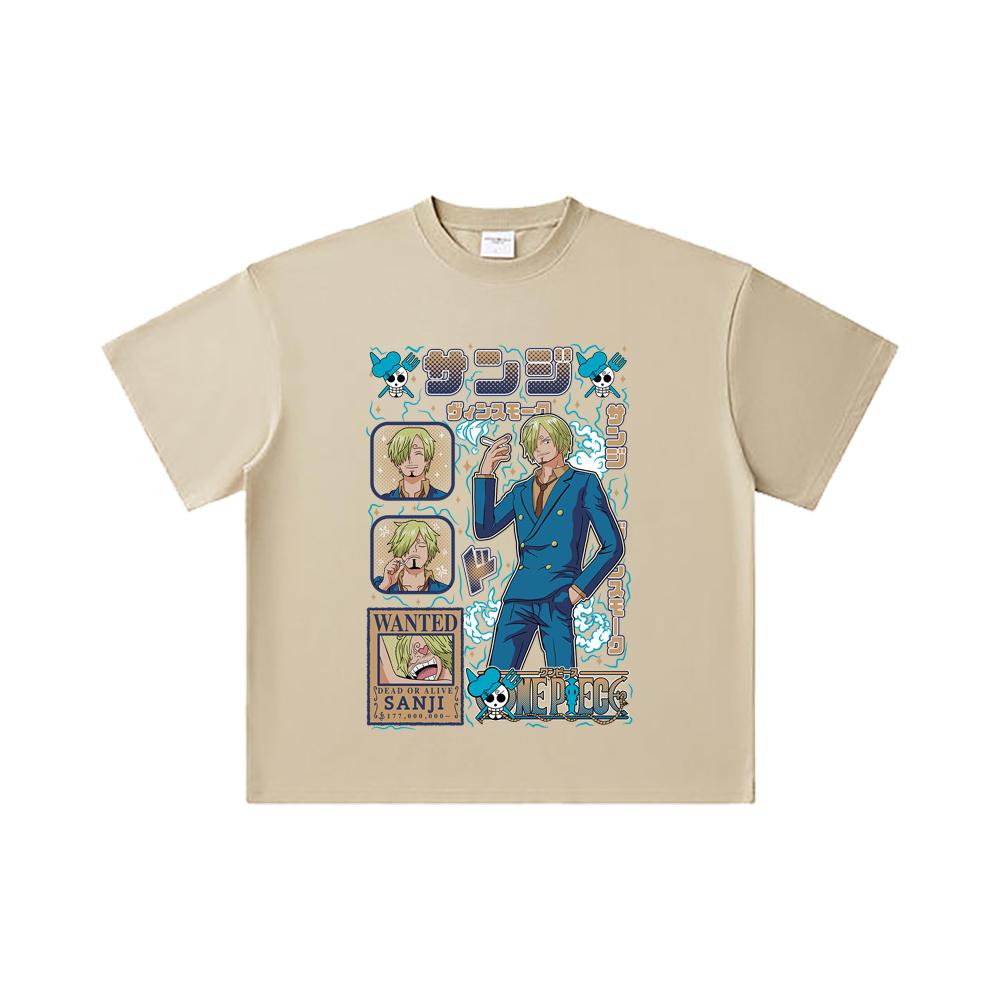 260 GSM Double Yarn 32 Count 100% Cotton One Piece V59 Sanji Print Unisex Heavy Cotton T Shirt