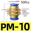 50Pcs Copper Threaded Pneumatic PM-4 Quick Plug PM6 Quick PM-8 Air Pipe Joint PM-10 Partition Through PM-12 Through Plate