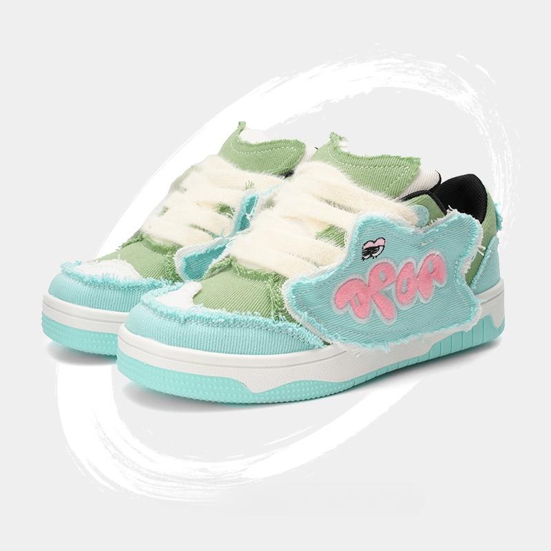 New Denim Frayed Design Casual Shoes Women's Street Fashionable Breathable Sneaker Women's Flat Sneakers