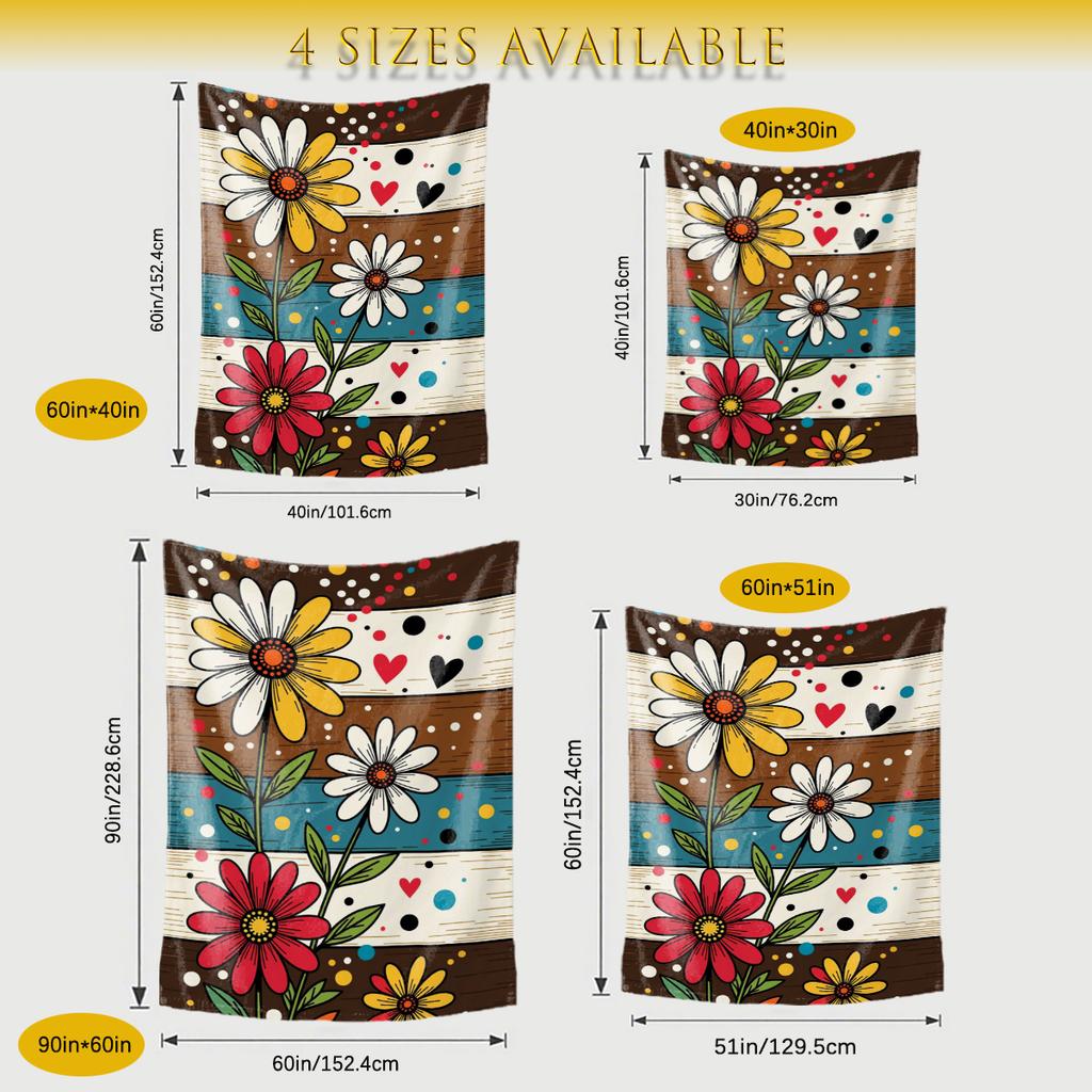 Flowers Hearts Dots Stripes Pattern Digital Printing Polyester Wall Tapestry Suitable For Use In Living Rooms Offices Bars Party