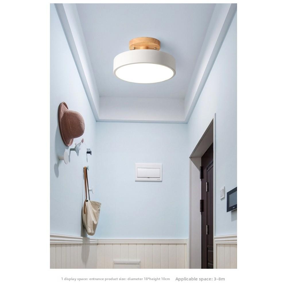 1/2/5pcs Three-Color Dimming Ceiling Light LED Flush Mount Ceiling Lamp Wrought Acrylic Lampshade Round Wood Lamp Holder Study
