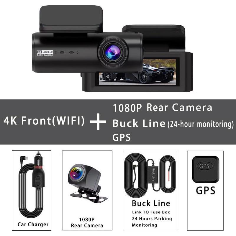 4K Dash Cam 3840*2160P Car DVR Support WIFI GPS Dual Lens Auto Mini Car Camera With Super Night Vision G-Sensor 24H Parking