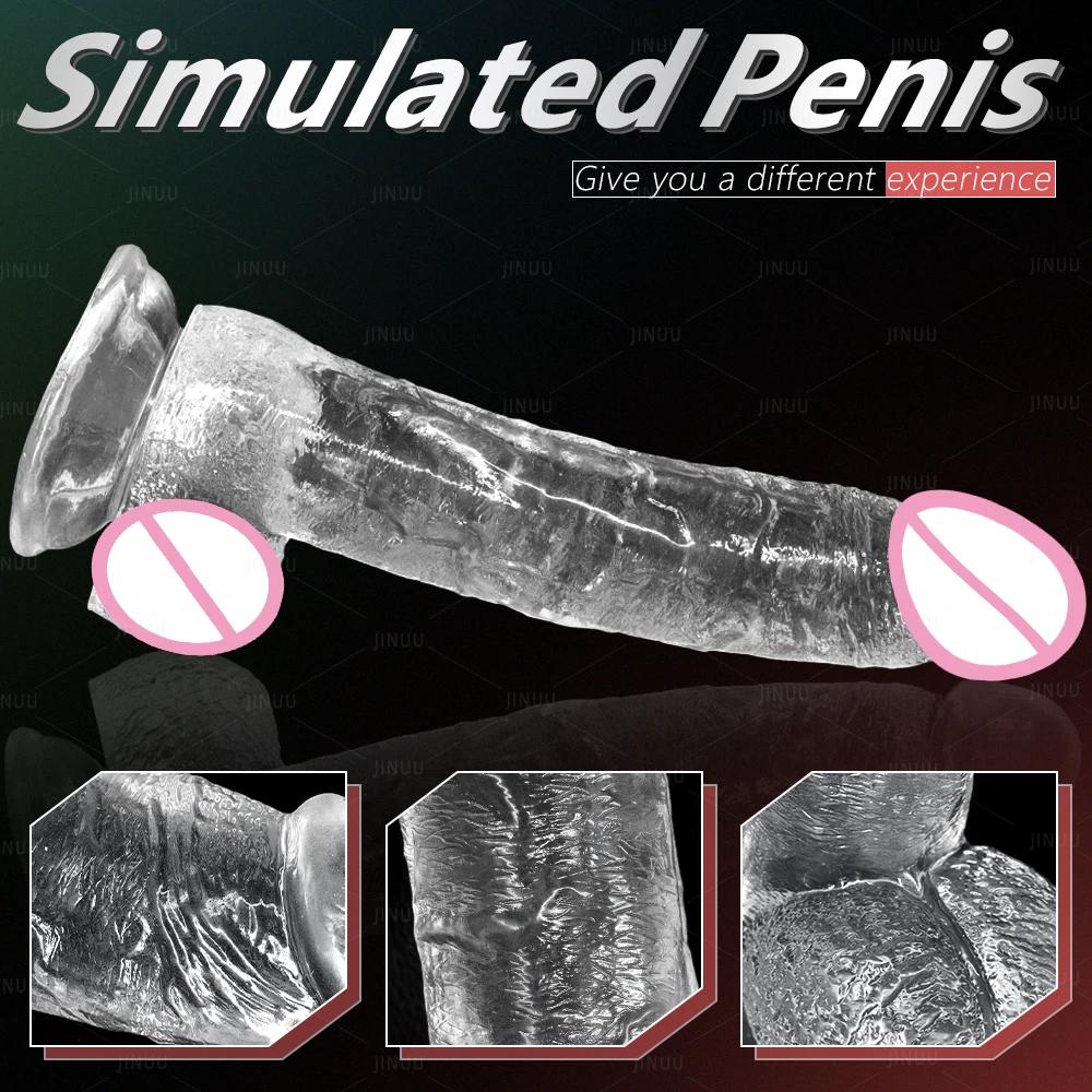 2026 Realistic Transparent Big Dildo Soft Anal G Spot Masturbation Penis Dick with Strong Suction Cup Sex Toy for Women Men Waterproof & Easy To Clean
