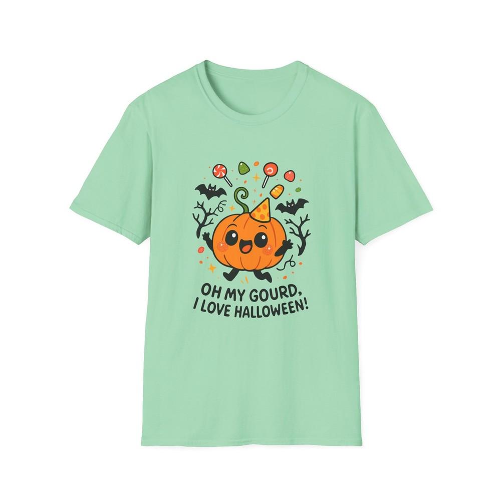 

Unisex T-Shirt | Oh My Gourd I Love Halloween | Funny Chibi Pumpkin Candy Tee S