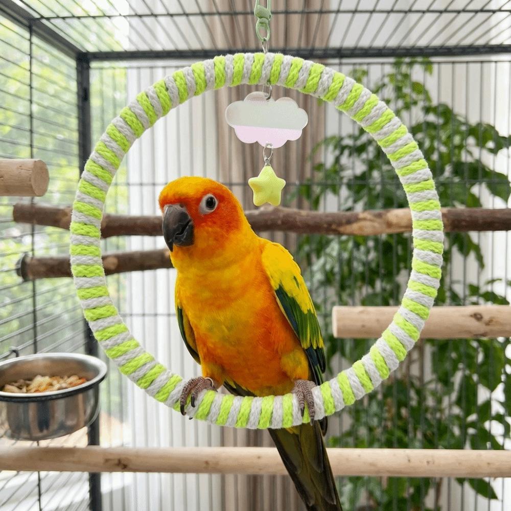 Wear-Resisting Parrot Swing Ring Cloud Star Ornament Parrot Perch Bird Toy Swing  Indoor