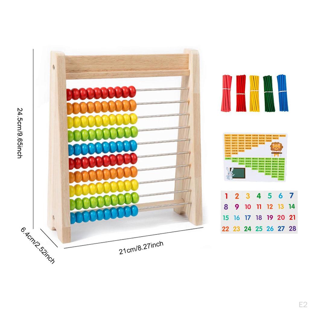 Wooden Abacus for Kids Math Counting Frame Educational Games Preschool Learning Toy 10 Row