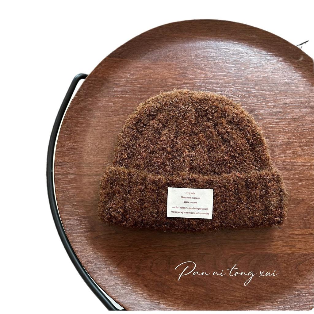 Letter Mark Circle Yarn Women's Knitted Hat Autumn and Winter New Fashion Versatile Hat Winter Warm Ear Protection Casual Woolen Hat