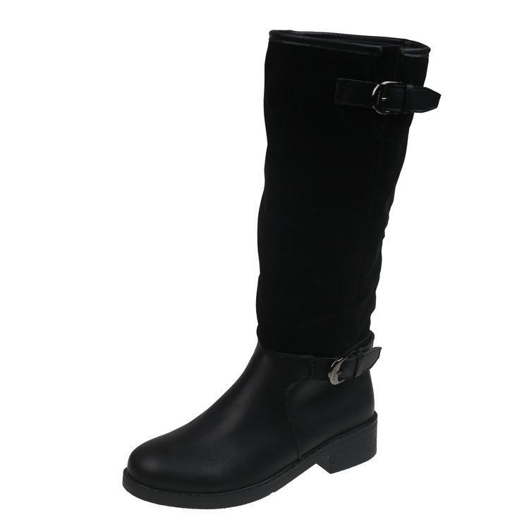 [youshilai] Splicing pile boots women's autumn and winter 2025 new knight boots retro wind boots