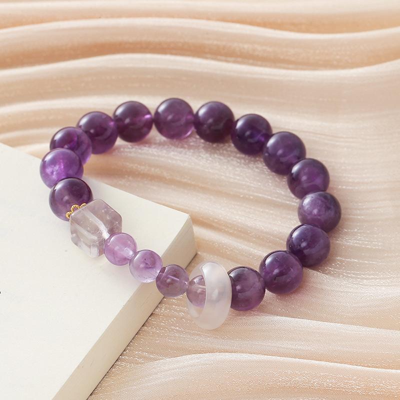 Natural Amethyst Square Beaded Bracelet For Women Handmade Natural Stone Fashion Jewelry Daily Wear Gift