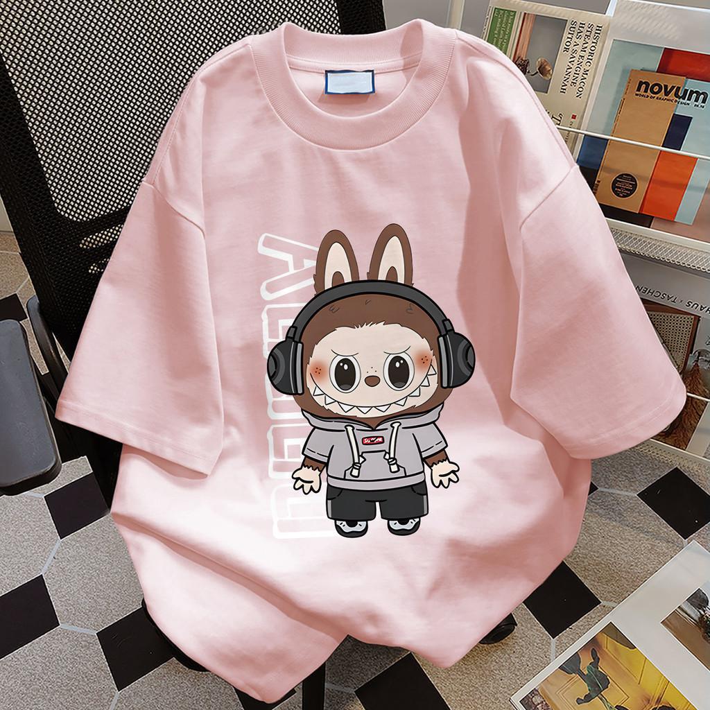 LABUBU Women's and Girls' Popular T-shirt Cute and Comfortable Cartoon Summer Casual Top