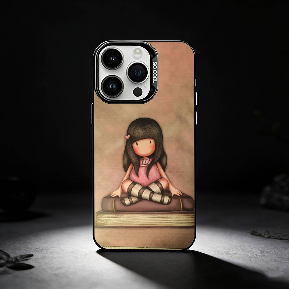 Lovely S-Santoro G-Gorjuss Series Phone Case For iPhone 17,16,15,14,13,12,11 Plus,Pro Max,XS,Colored silver phone case