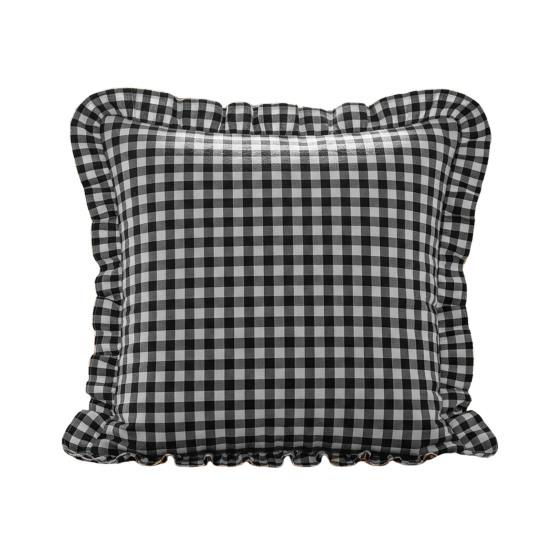 Copricuscino Decorativo a Volant per Divano Letto Quadrato, Federa a Quadri in Cotone con Bordo Arricciato, Cuscini Monocolore 18x18 Pollici 20x12 Copertura Decorativa per