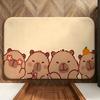 Animal C-Capybara Floor Mat Soft Flannel Entrance Door Mat Non Slip Absorbent Bathroom Bedroom Floor Rug