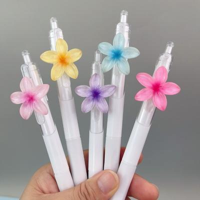 5pcs 0.5mm Black Ink Ballpoint Pen Set Cute Floral Quick-Dry Writing Pens Stationery Collection Gel Pens Office Accessories