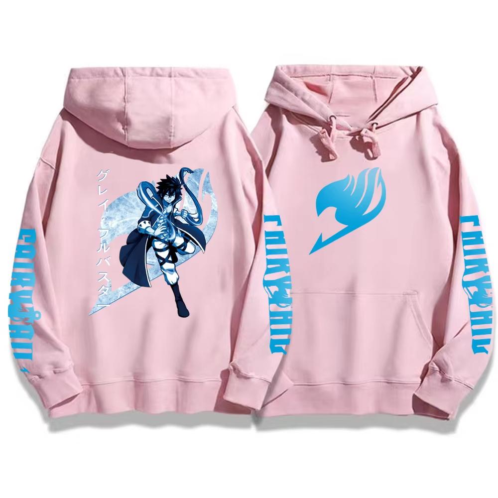 Japan Anime Fairy Tail Gray Fullbuster Graphic Print Hooded Men Women Casual Loose Hoodies Male Streetwear Harajuku Sweatshirt