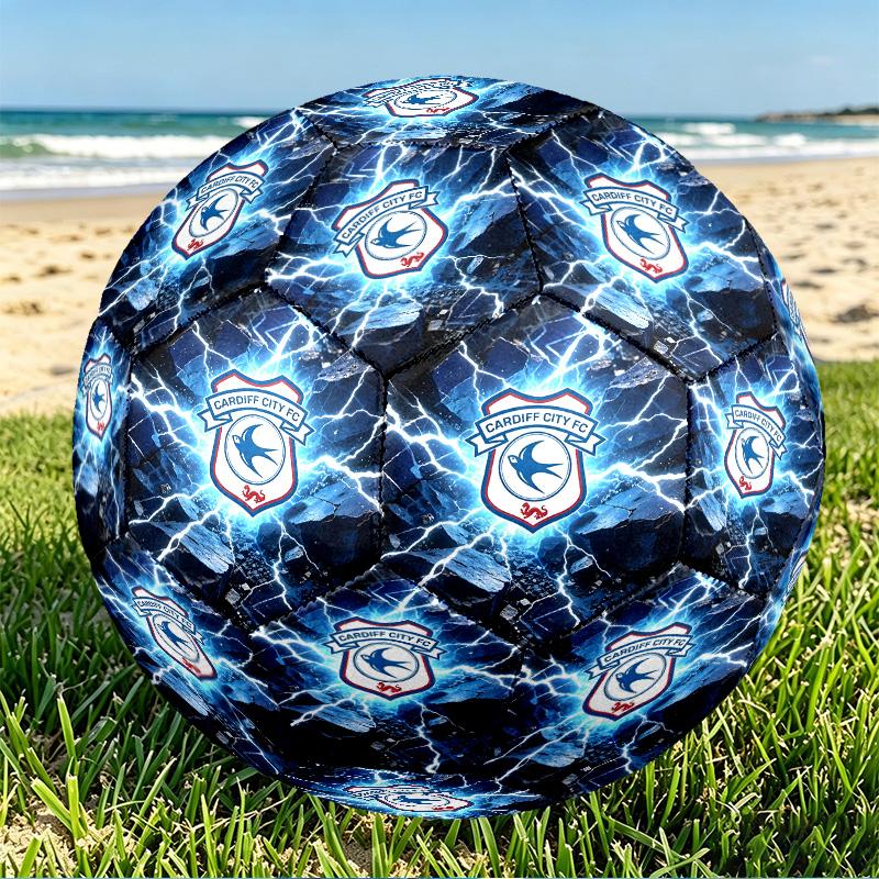 Cardiff City FC Print Size 5 Soccer Ball, PU Wear Resistant Football for Match Training and Daily Practice, Birthday Gift for Soccer Fans