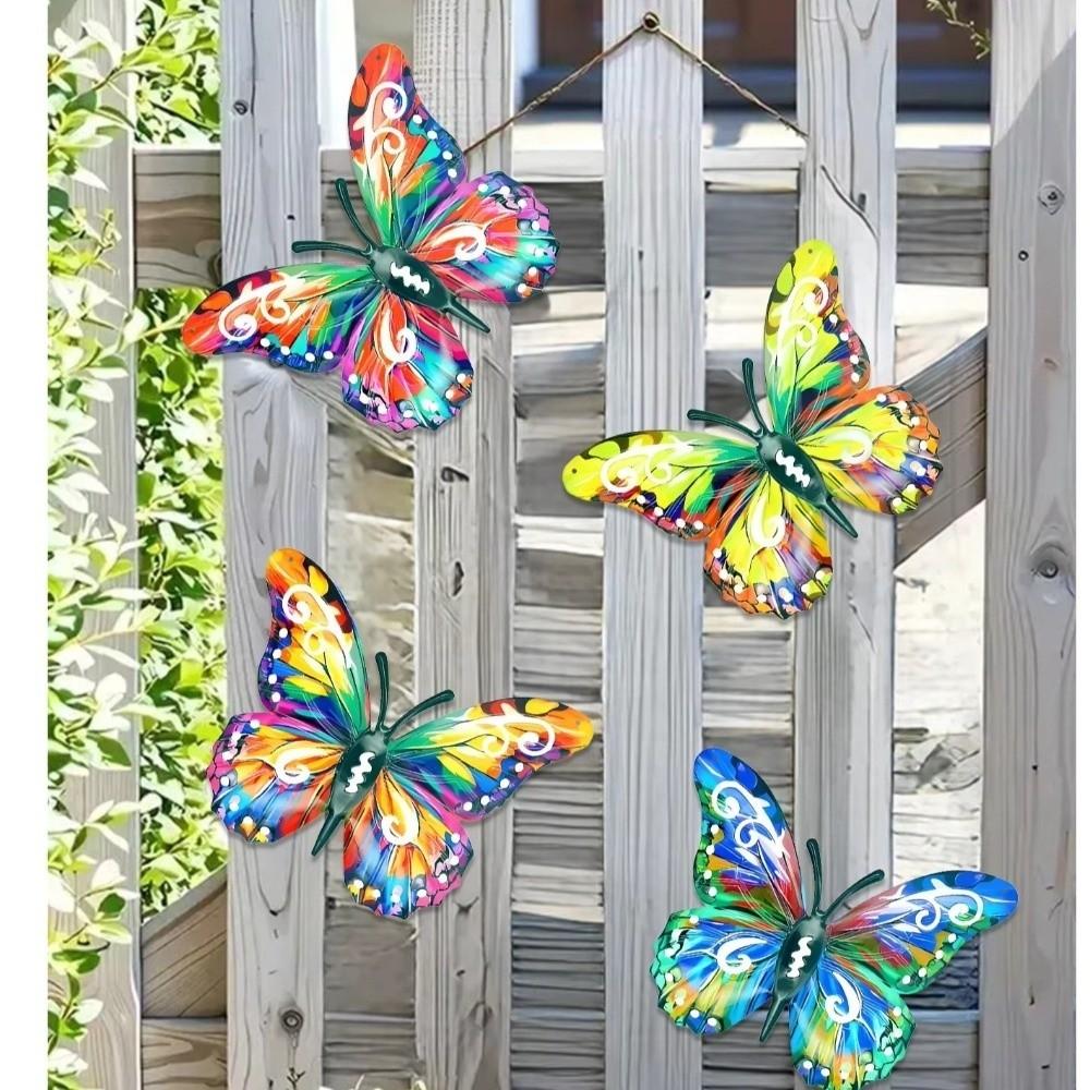 4 Pcs Metal Butterfly Wall Art Multifunctional Hanging Decoration Butterfly Wall Hanging Balcony