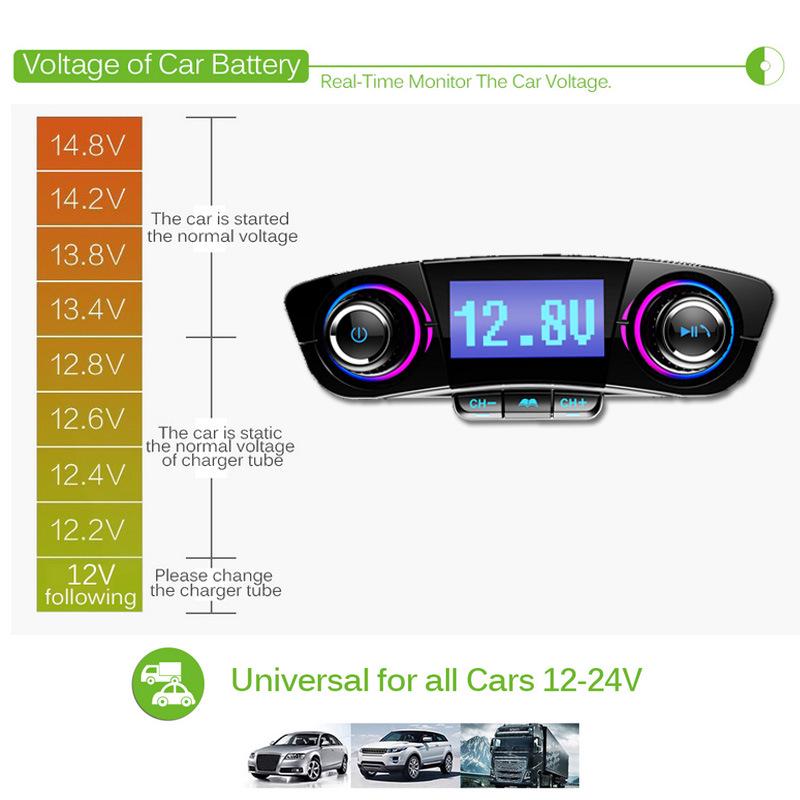 BT06 Car MP3 Bluetooth FM Transmitter with Hands-free Calling & 2.1A Fast Charging.