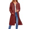 Women's Solid Color Fashionable Loose Zipper Long Cardigan Hooded Sweatshirt Jacket