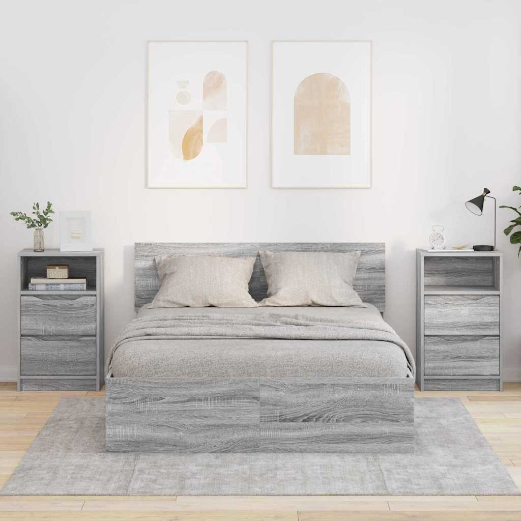 Nightstands 2 pcs Grey Sonoma 40 x 30 x 67 cm Particleboard