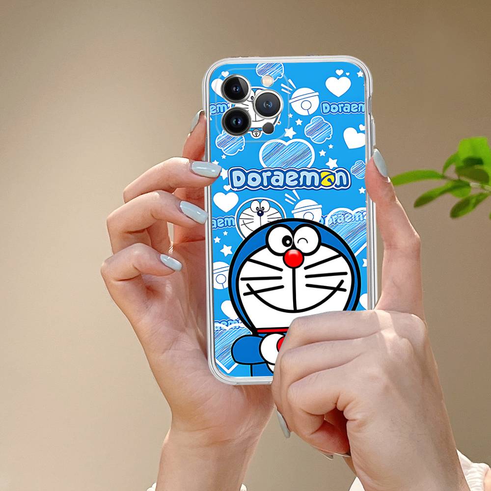 Cute Cartoon D-Doraemons TPU Silicone Case For IPhone 11 12 13 14 15 16 17 Pro Max Shockproof Clear Back Cover