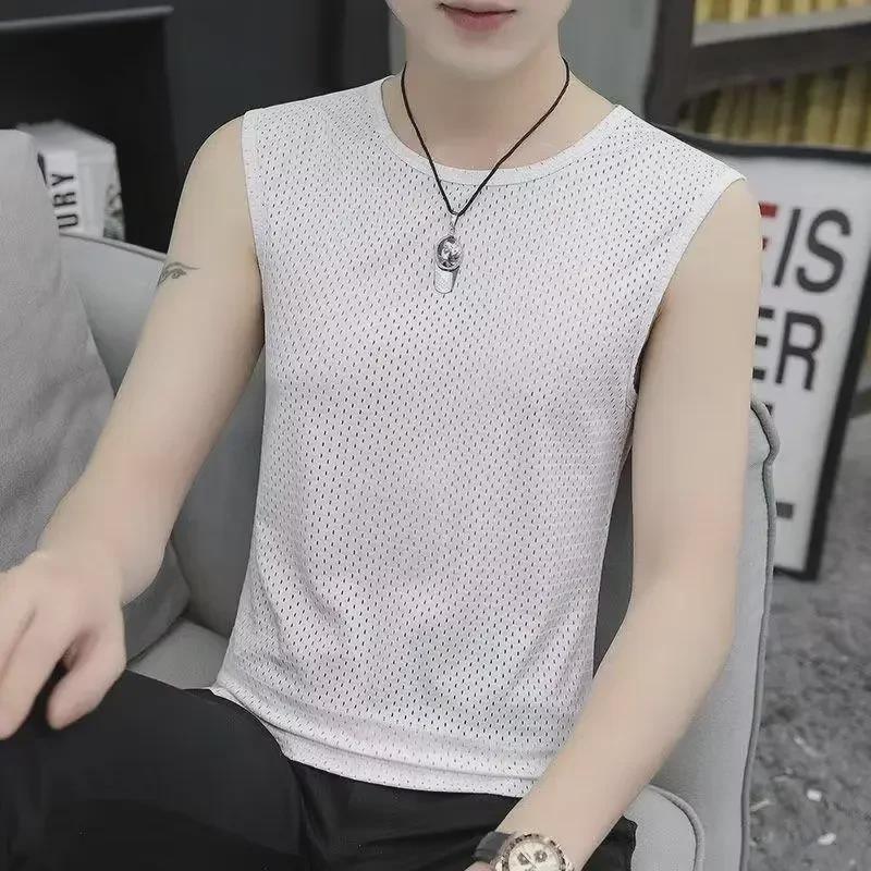 Men's 2023 Summer Quick-Dry Ice Silk Sports Vest - Loose Fit Sleeveless T-Shirt for Basketball & Fitness