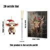 Christmas Highland Cow Advent Calendar 24pcs 2D flat Xmas Tree Interesting Highland Cow Hanging Ornaments Kids Xmas Gifts