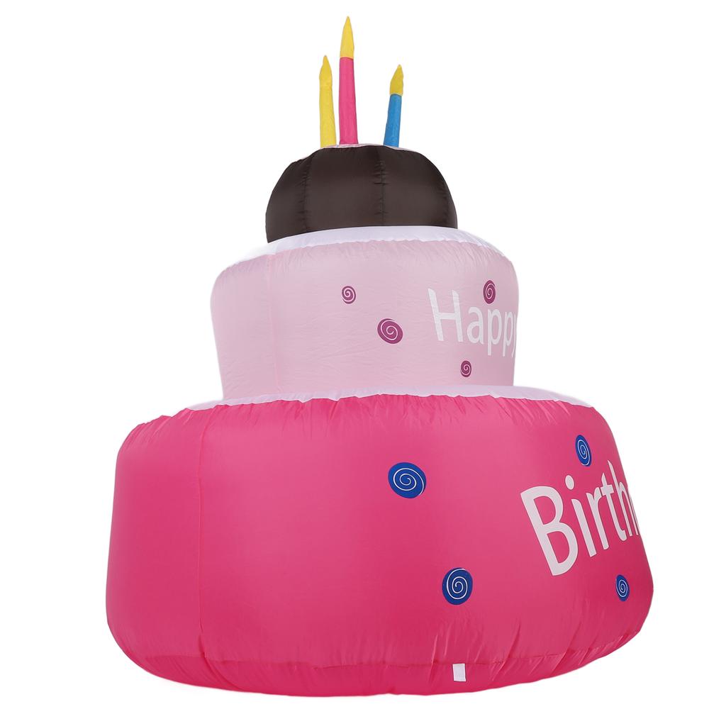 Inflatable Happy Birthday Cake with Candle IP44 Waterproof Birthday Blow Up Yard Decoration with