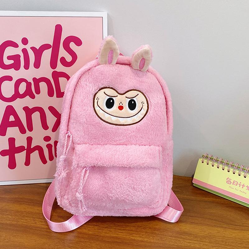 Cartoon Labubu Lovely Plush Backpack Girl Heart Large Capacity Outward Commuting Shoulders Bag Kids Birthday Gift