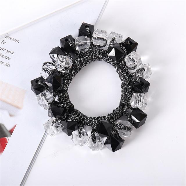 Elastici per capelli in cristallo Boho Elastici per capelli Scrunchies Corde per capelli con perle Perline Supporti per coda di cavallo Accessori per capelli per donne e ragazze