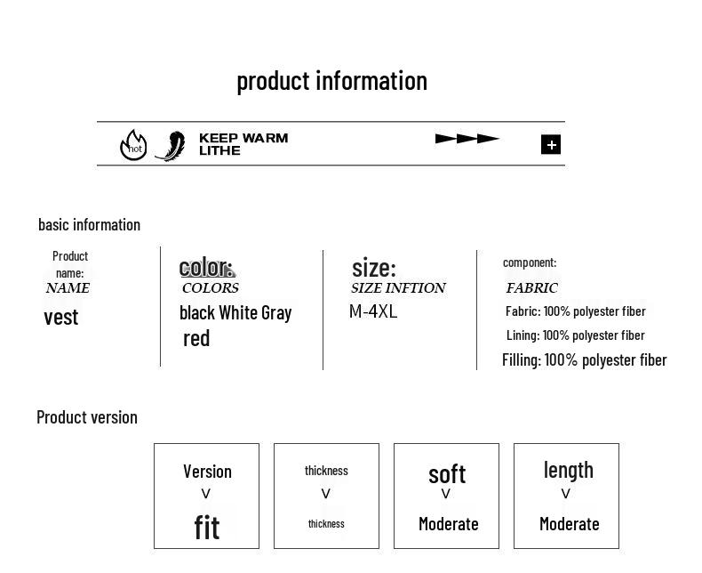 Korean Style Men's Casual Sleeveless Down Cotton Vest - Autumn/Winter, Plus Size