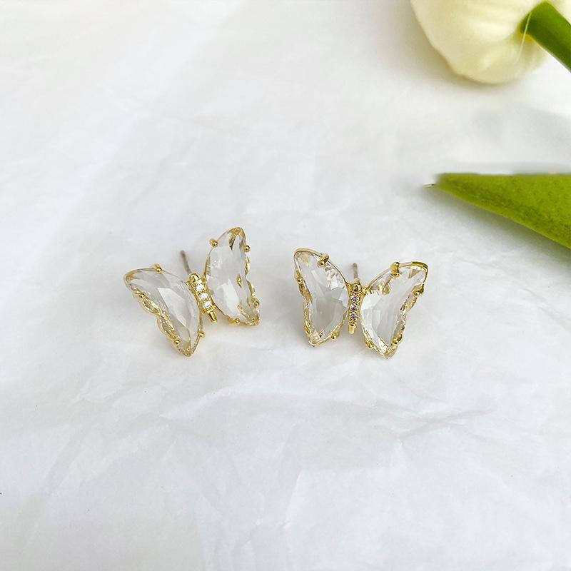 New Zircon Black Crystal copper Colour Butterfly Earrings for Women Fashion Personality Earrings Wedding Zircon Birthday Gifts